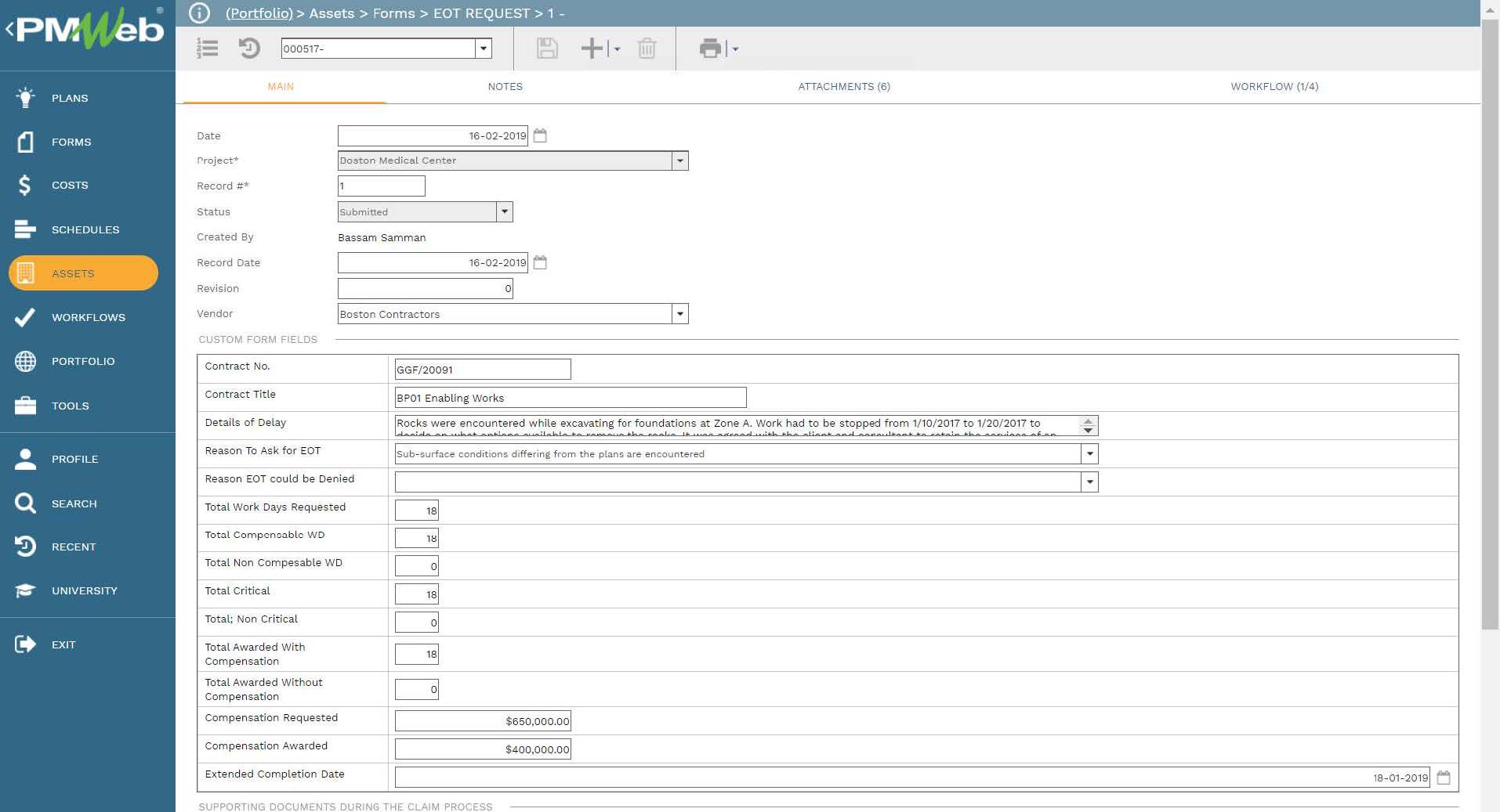 PMWeb 7 Assets Forms EOT Request 1
Main FIDIC 2017