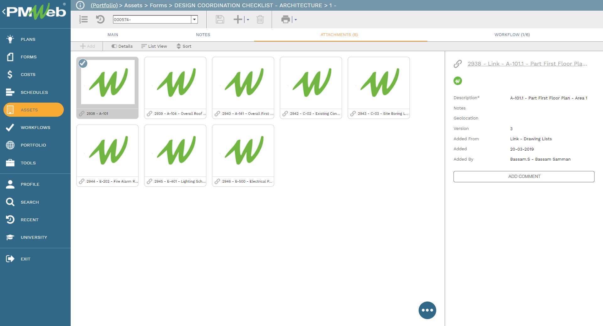 PMWeb 7 Assets Forms Design Coordination Checklist Architecture 
Attachment 