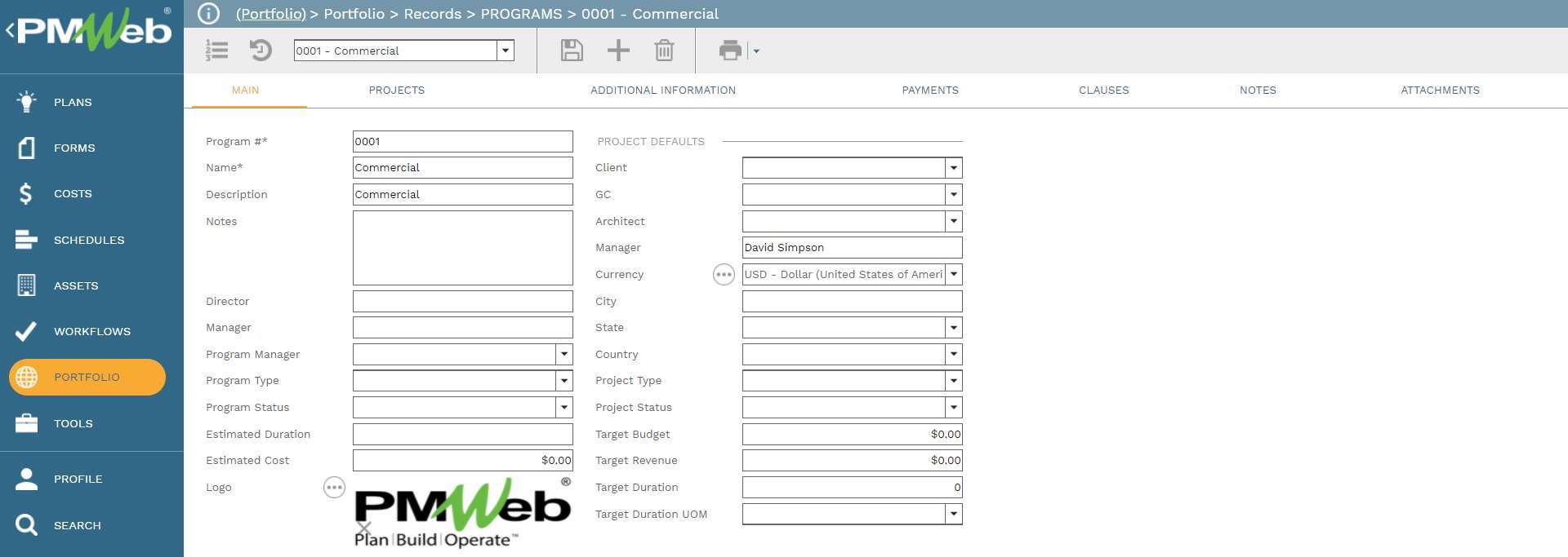 PMWeb 7 Portfolio Records Programs 0001 Commercial 
Main