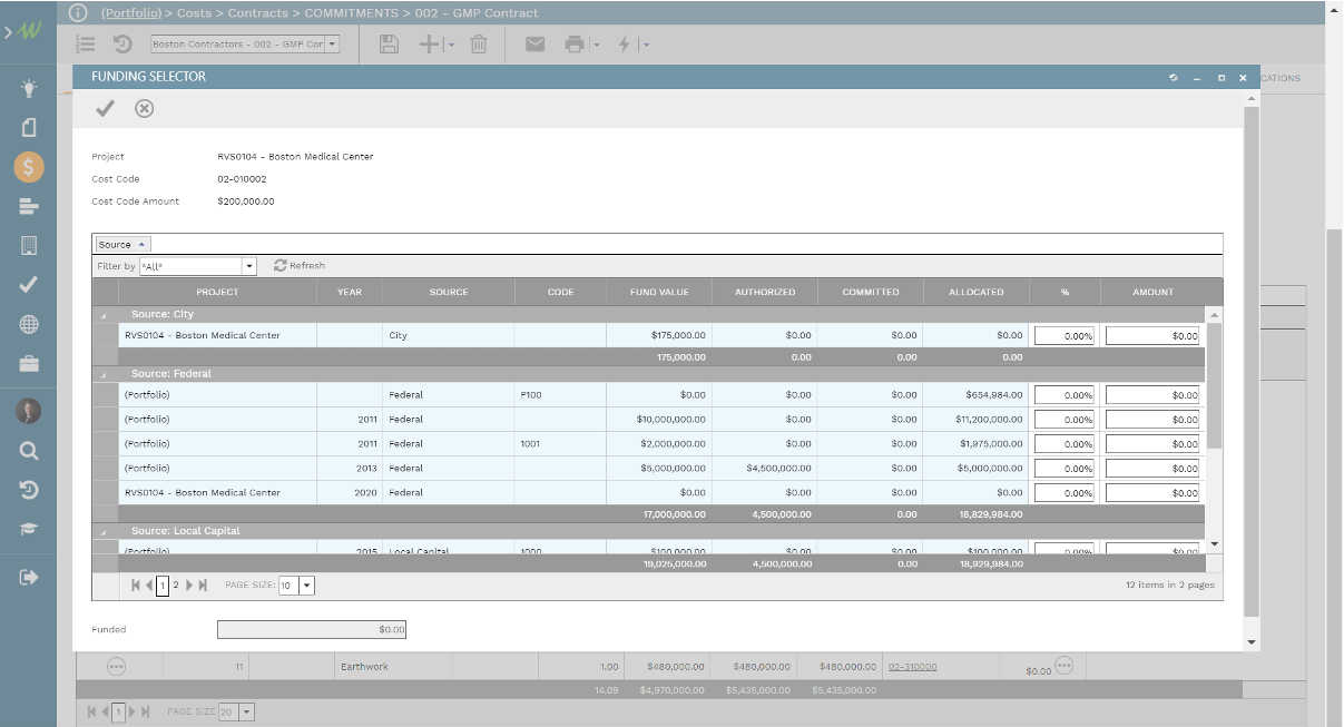 PMWeb 7 Costs Contracts Commitments 002 GMP Contract
Main
Funding Selector