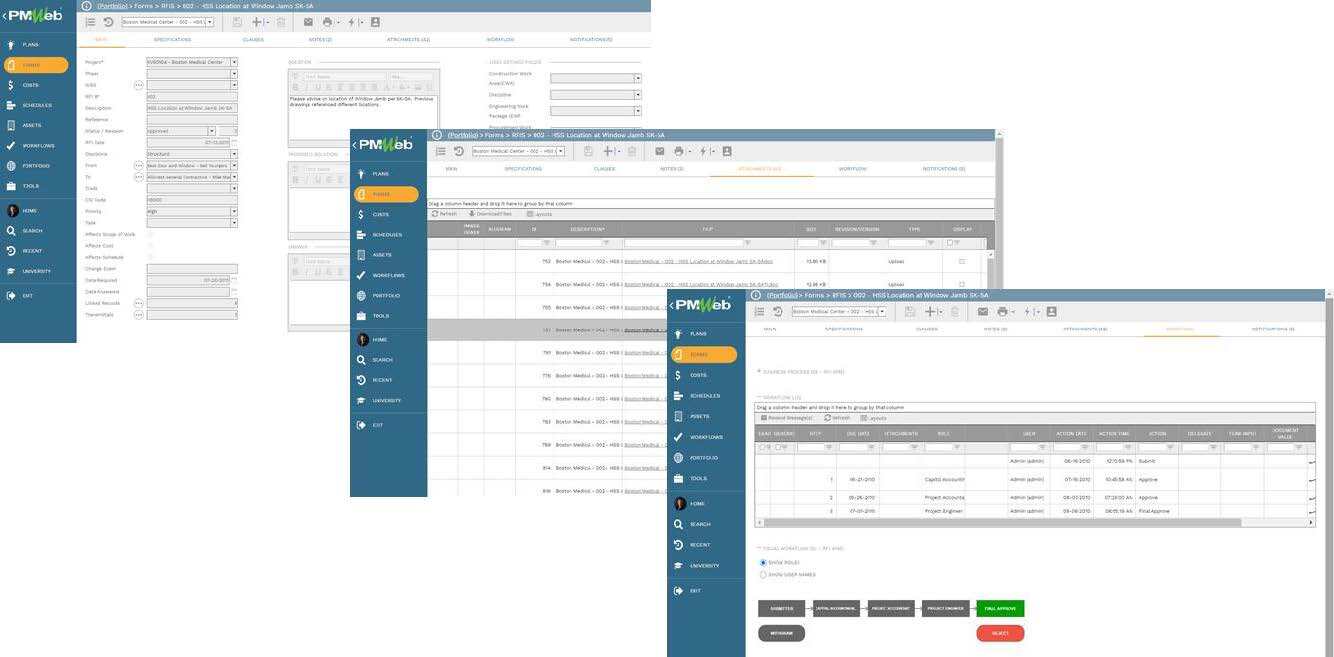 PMWeb 7 Form RFI's 
Main
Attachment 
Workflow