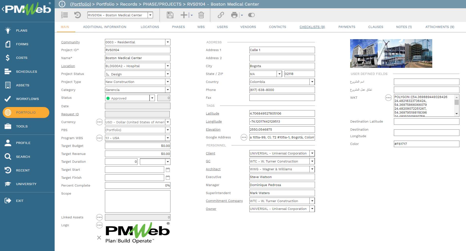 PMWeb 7 Portfolio Records Phase/Projects Boston Medical Center
Main