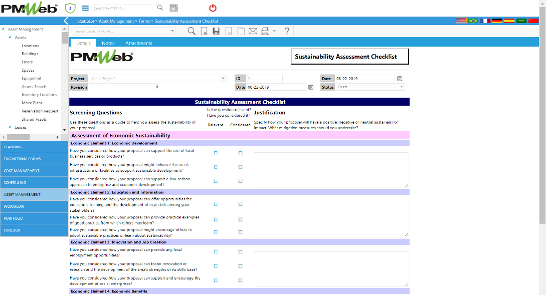 Economic, Social and Environment Sustainability Assessment Checklist for Capital Projects
